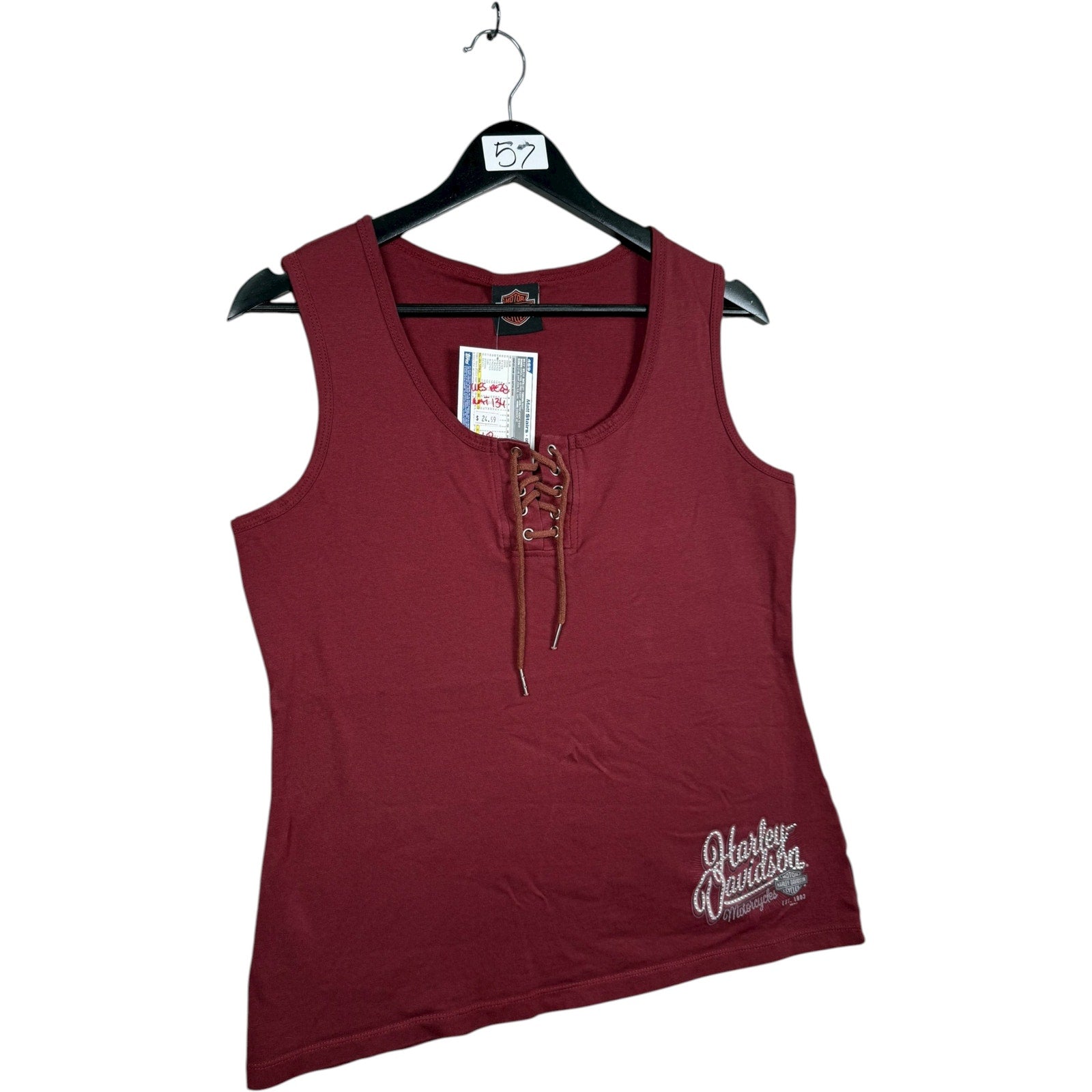 Vintage Harley Davidson Ozark Lace Up Tank Top