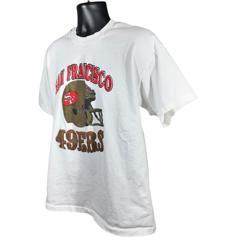 Vintage San Francisco 49ers Helmet Logo Spellout NFL Tee 90s