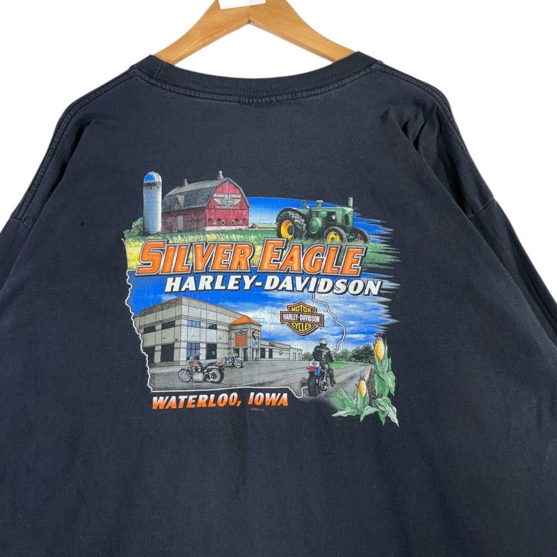 Vintage Harley Davidson Silver Eagle Pocket Long Sleeve