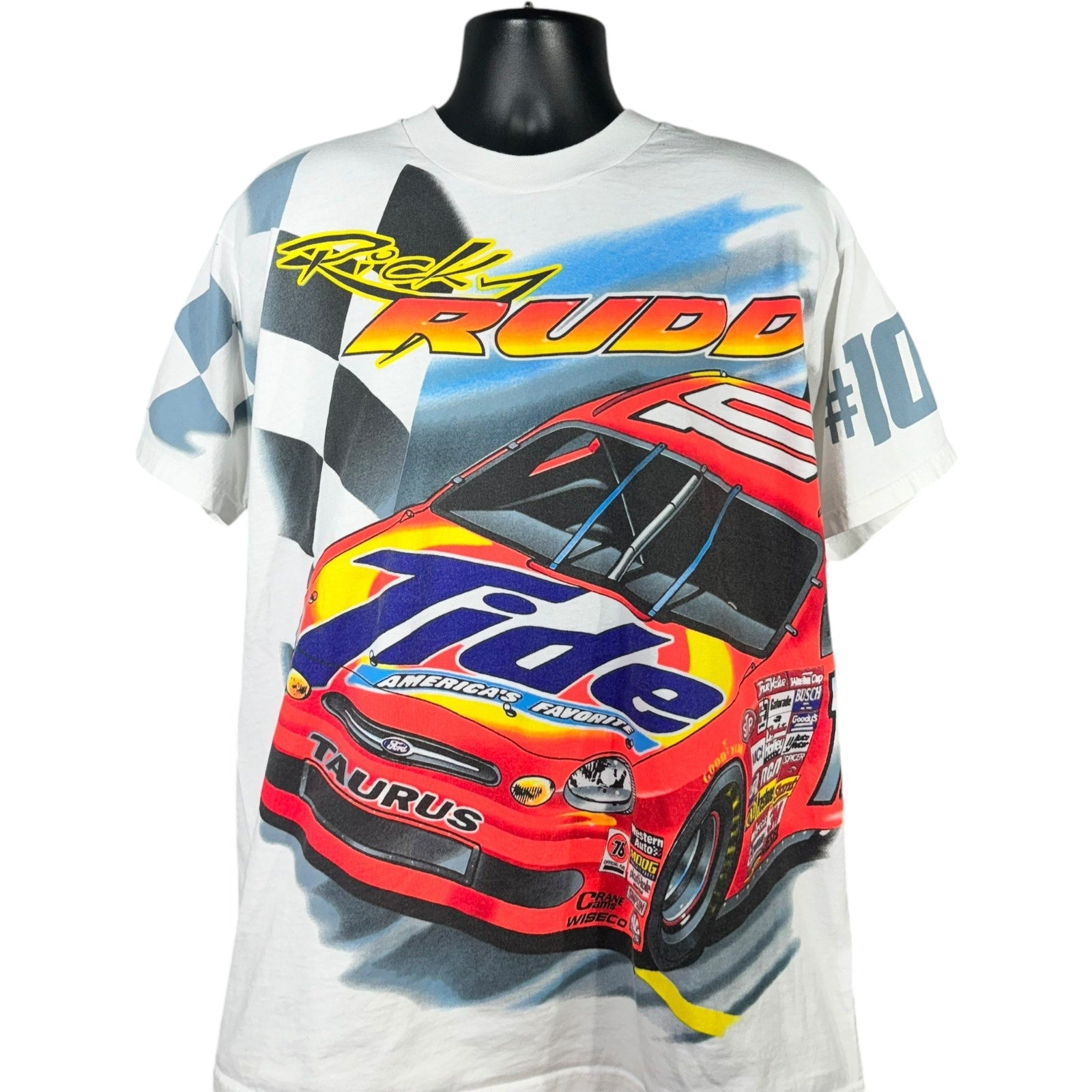 Vintage Ricky Rudd #10 All Over Print NASCAR Tee