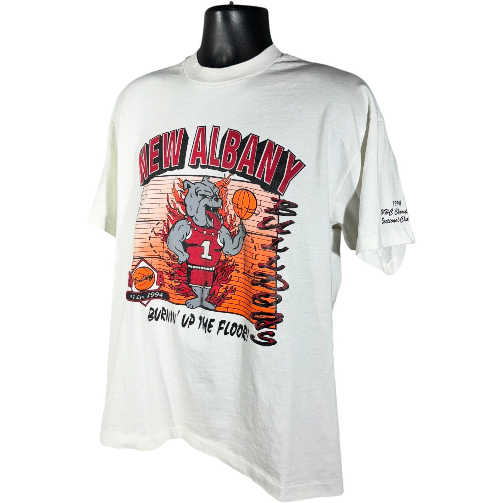 Vintage New Albany Bulldogs Mascot Basketball Tee 90s