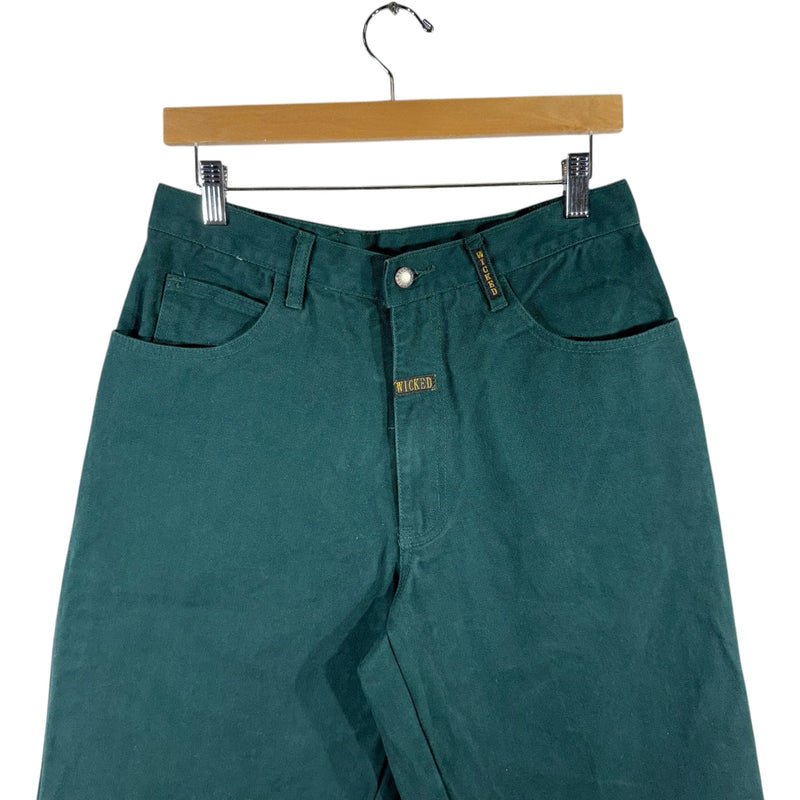 Vintage Wicked Green Baggy Denim Shorts 30