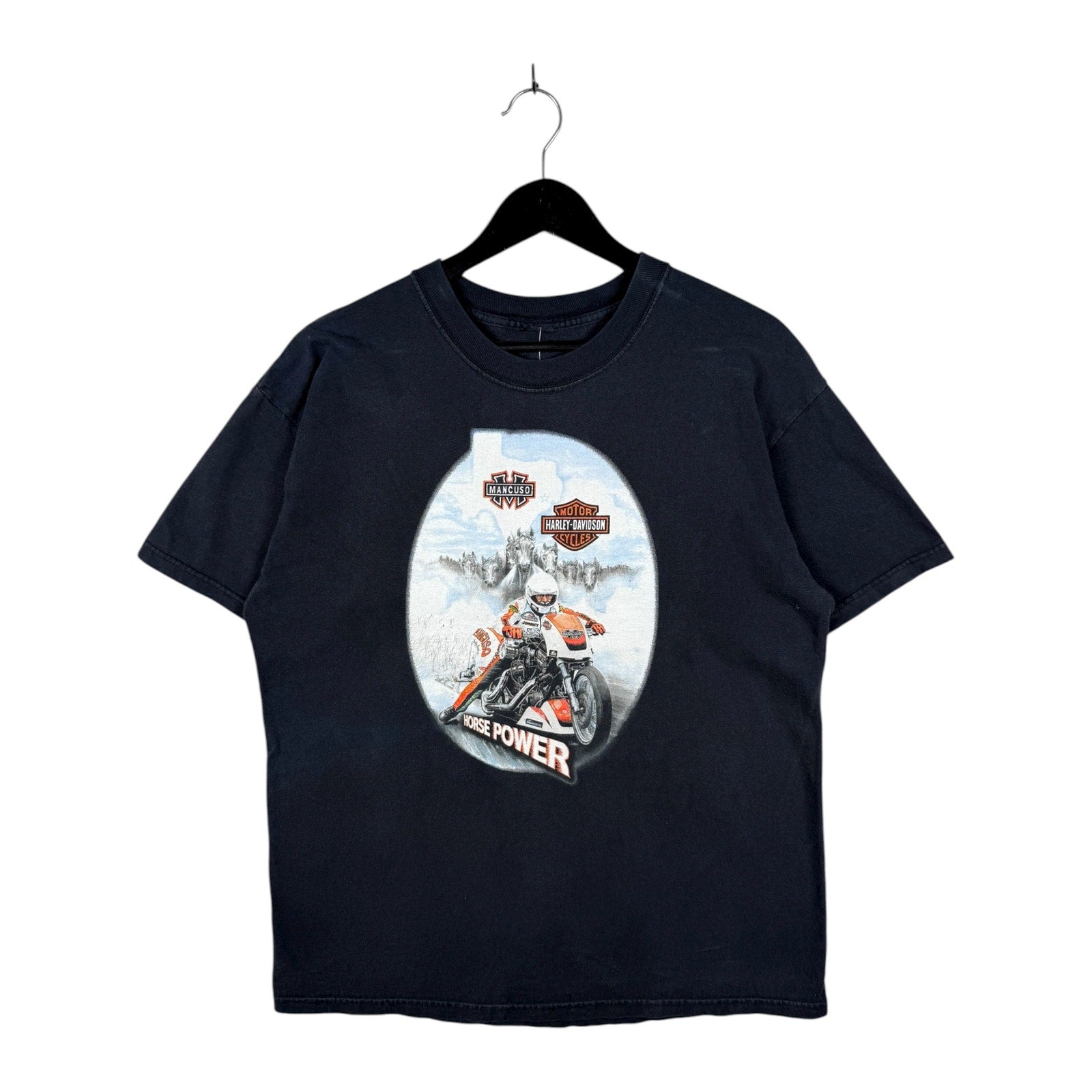 Vintage Harley Davidson Mancuso Houston Texas Drag Racing T-Shirt