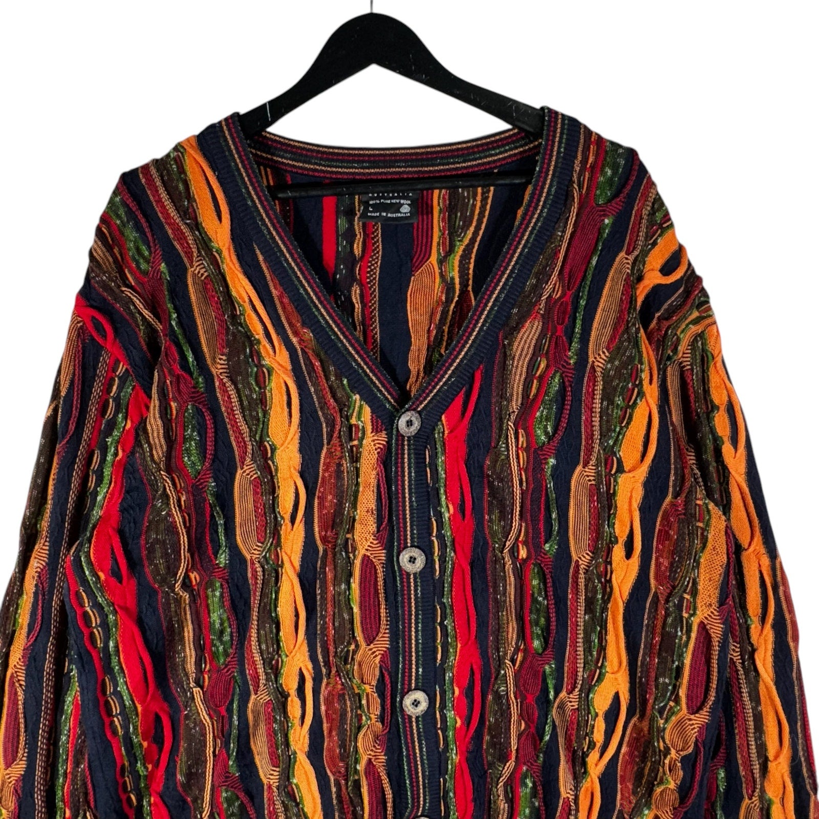 Vintage Coogi 3D Knit Wool Cardigan Sweater