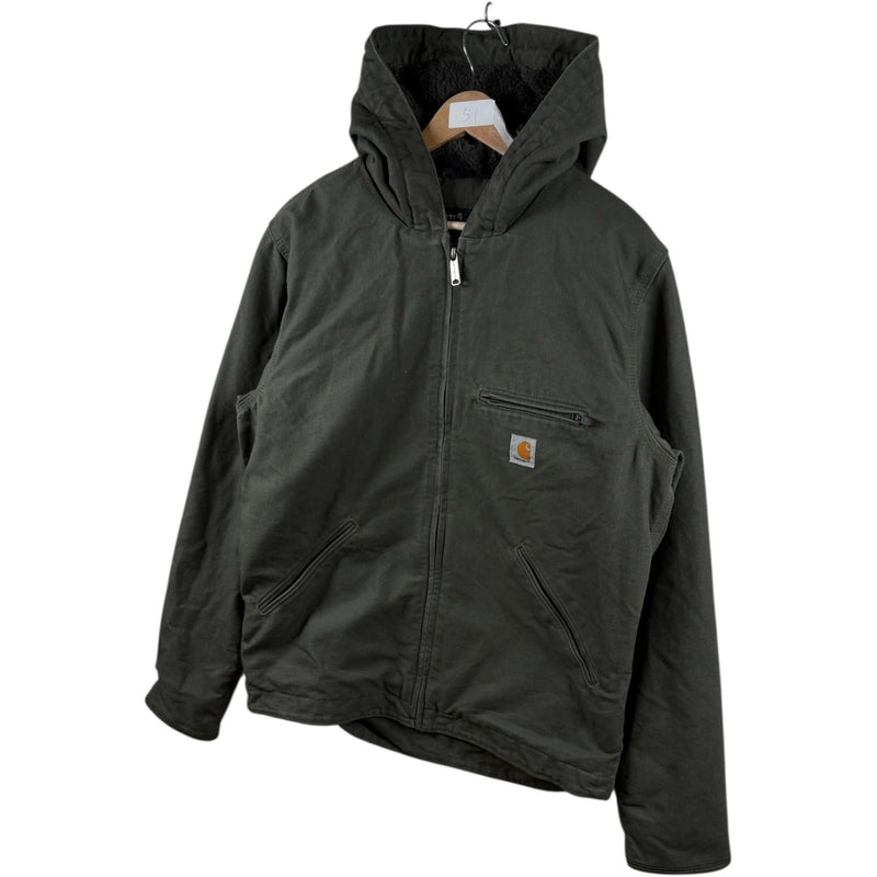 Vintage Carhartt Sherpa Lined Full Zip Hooded Workwear Jacket