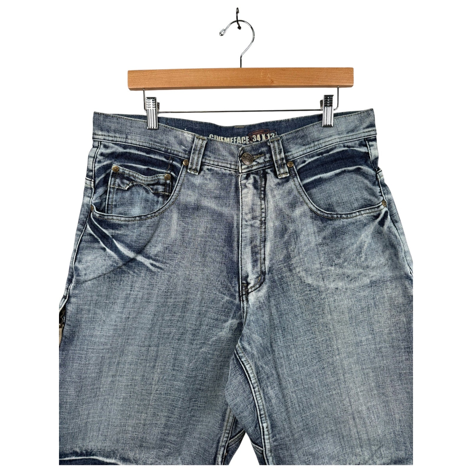 Vintage Acid Washed Bermuda Denim Shorts 34