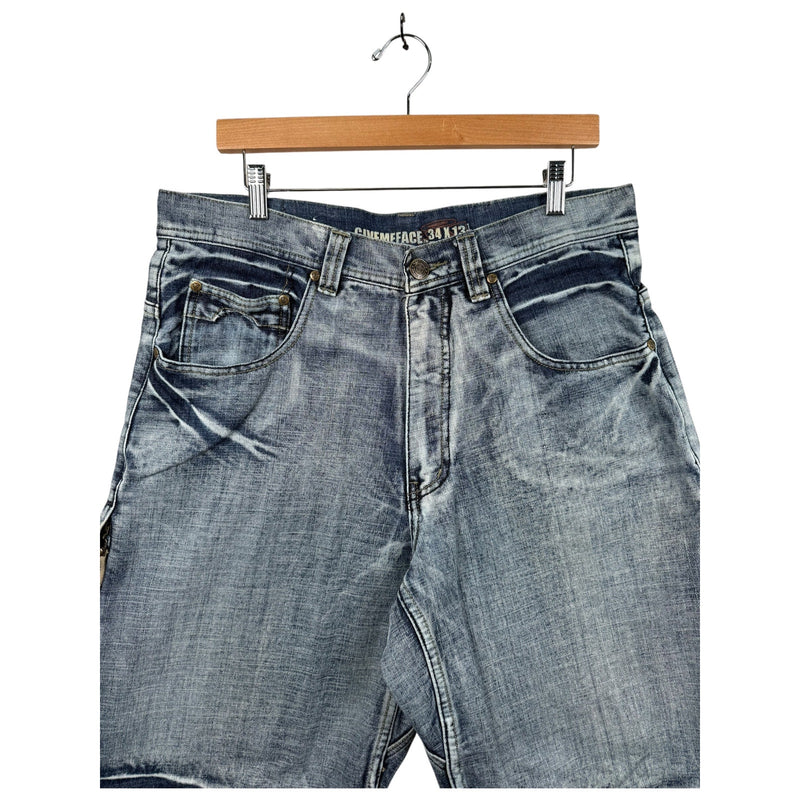 Vintage Acid Washed Bermuda Denim Shorts 34