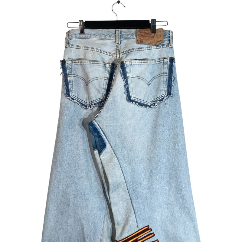 Vintage Levi's Cut & Sew Wide Leg Denim Jeans 30 x 28
