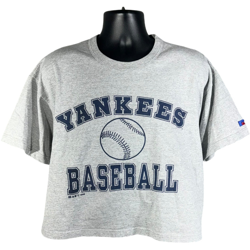 Vintage Russell New York Yankees Cropped MLB Spellout Tee 90s