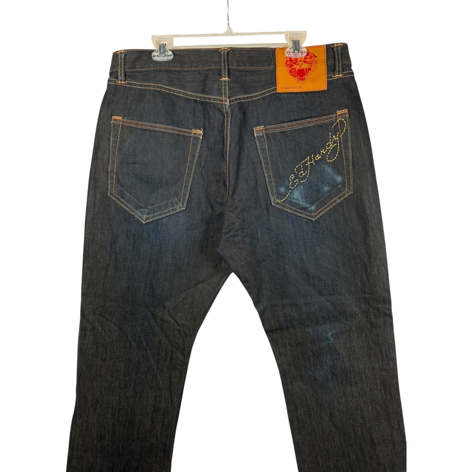 Vintage Ed Hardy Dark Embroidered Straight Leg Denim Jeans 38