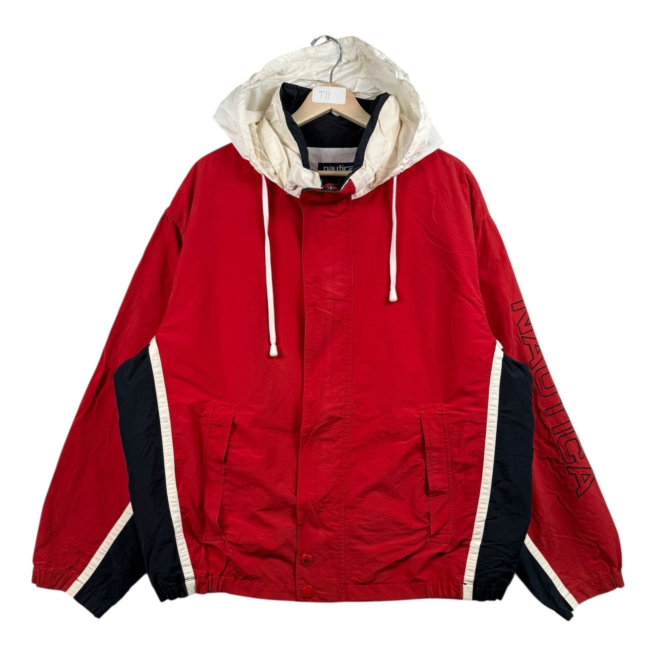 Vintage Nautica Snap Button Flap Hooded Windbreaker