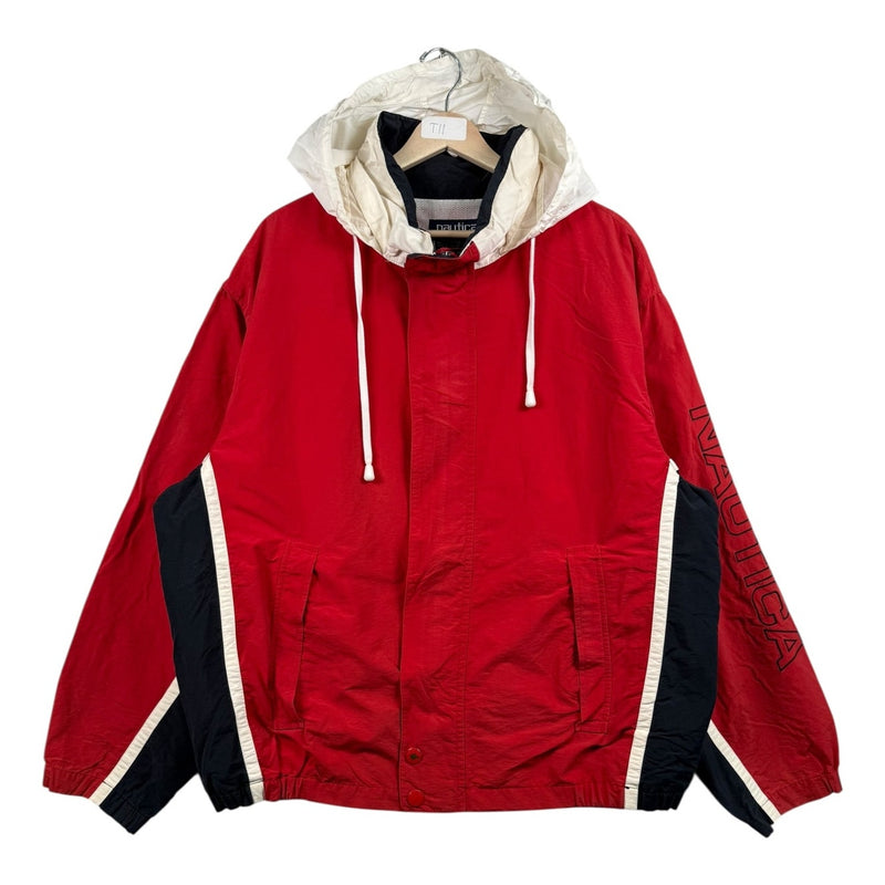 Vintage Nautica Snap Button Flap Hooded Windbreaker