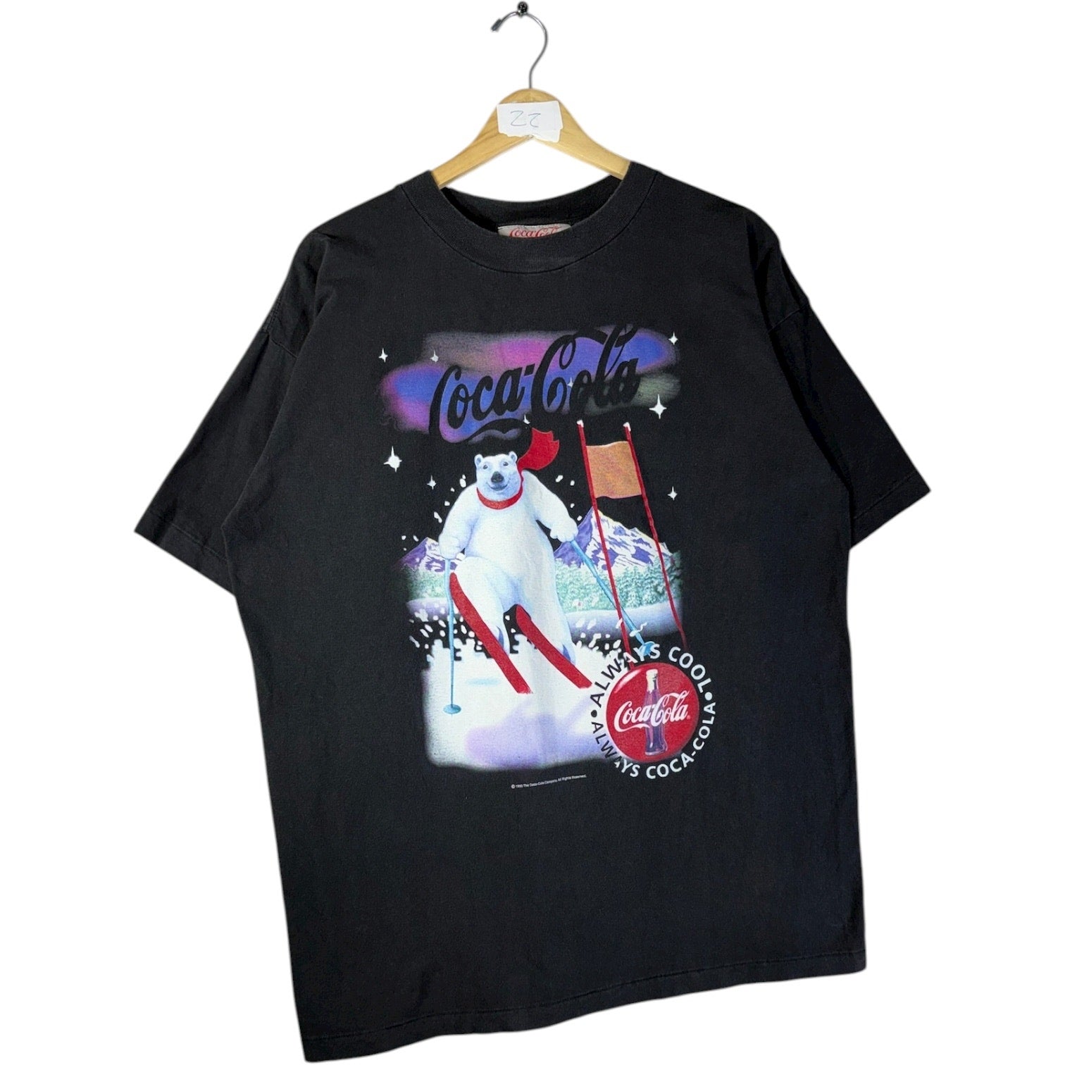 Vintage Coca-Cola Polar Bear Skiing Graphic T-Shirt