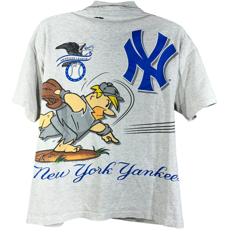 Vintage NY Yankees Flintstones Cartoon AOP MLB Tee 90s