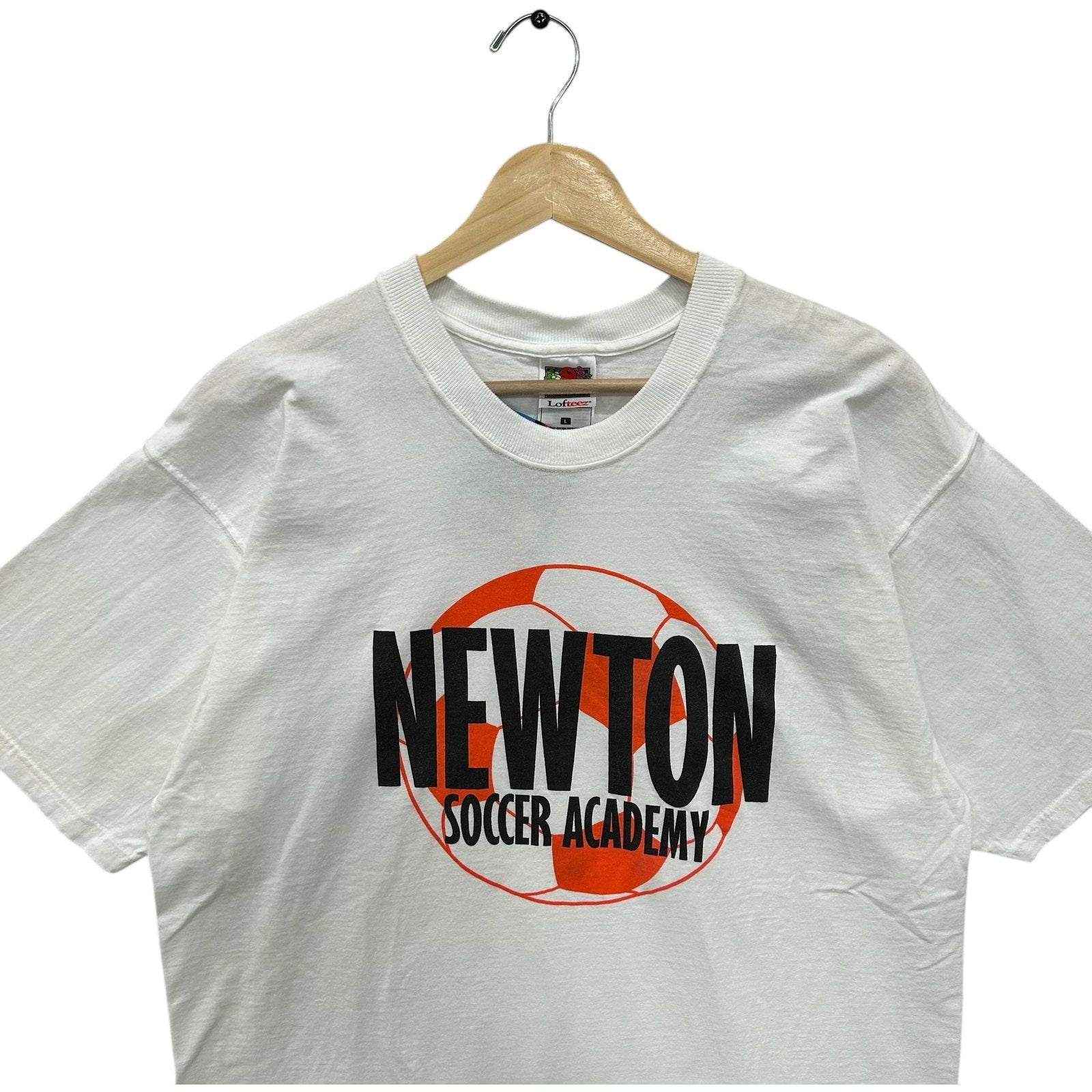 Vintage Newton Soccer Academy Spellout Ball Promo Tee