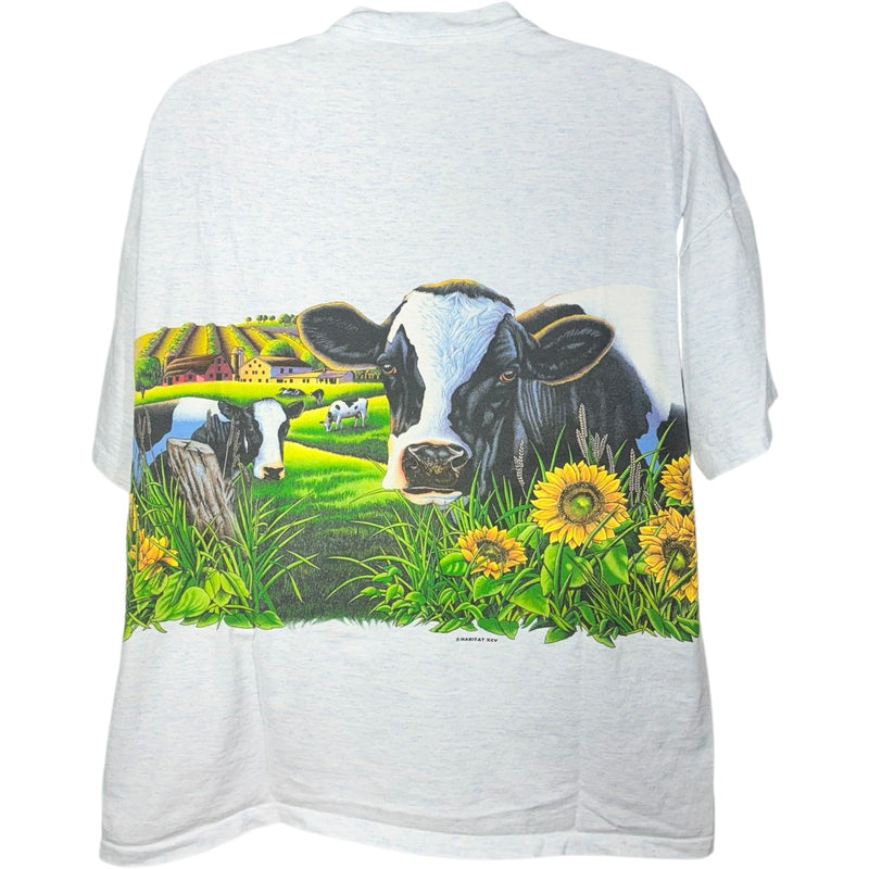 Vintage Country Farm Landscape Cow Wrap Around Nature Tee