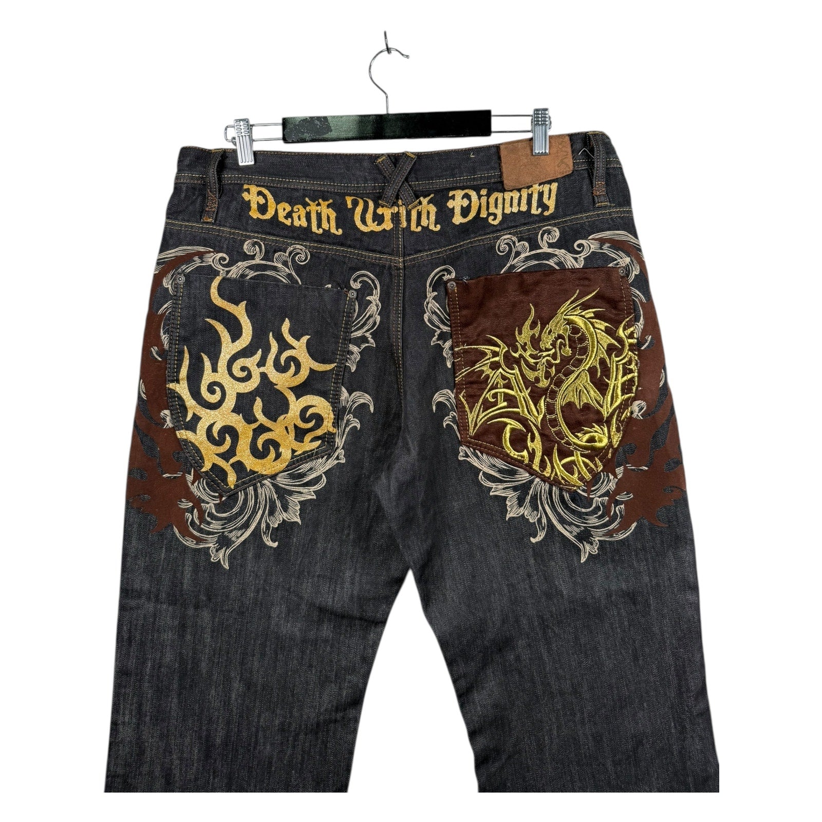 Vintage Russo Dragon Embroidered Denim Jeans 40