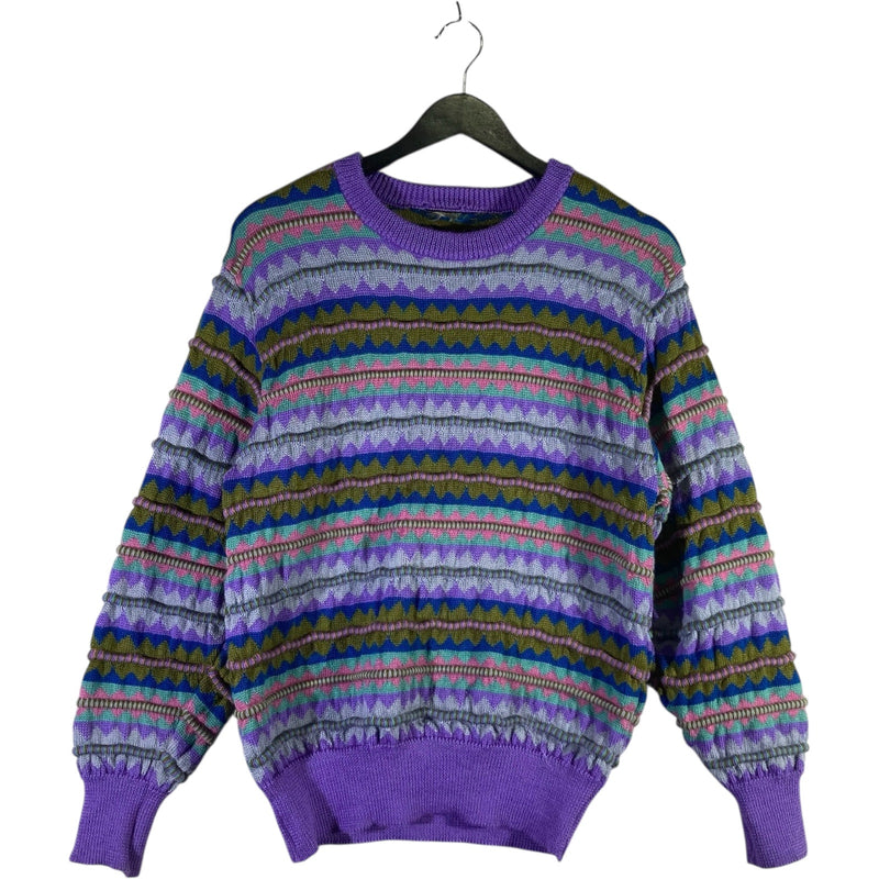 Vintage Abstract Striped 3D Knitted Sweater