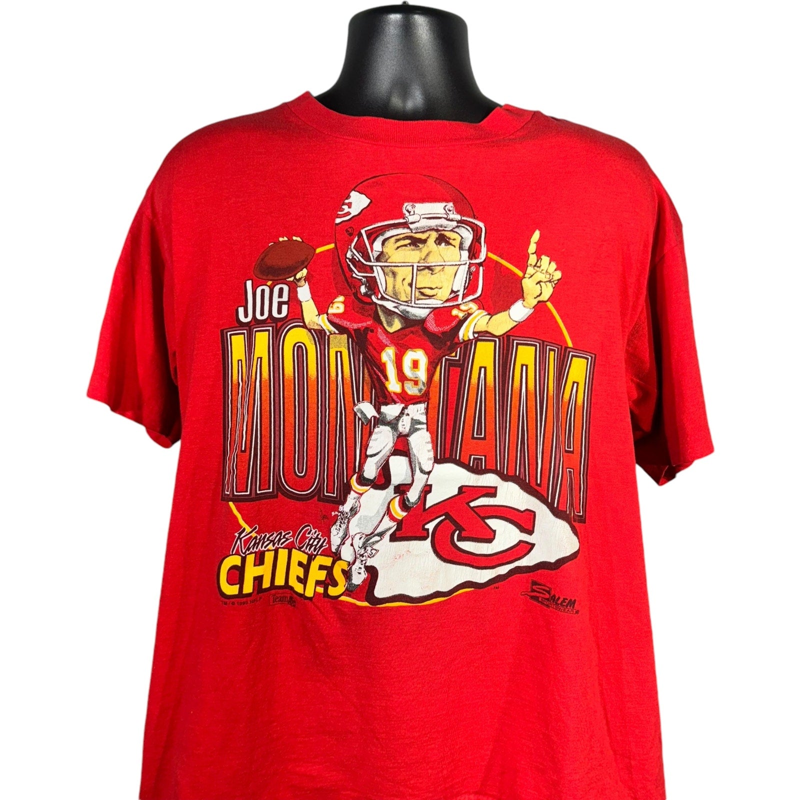 Vintage Kansas City Chiefs Joe Montana #19 Cartoon NFL Tee