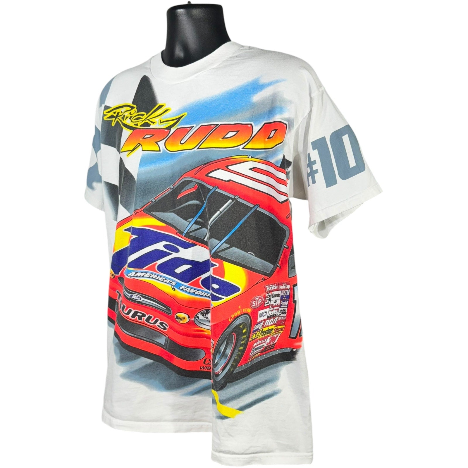 Vintage Ricky Rudd #10 All Over Print NASCAR Tee