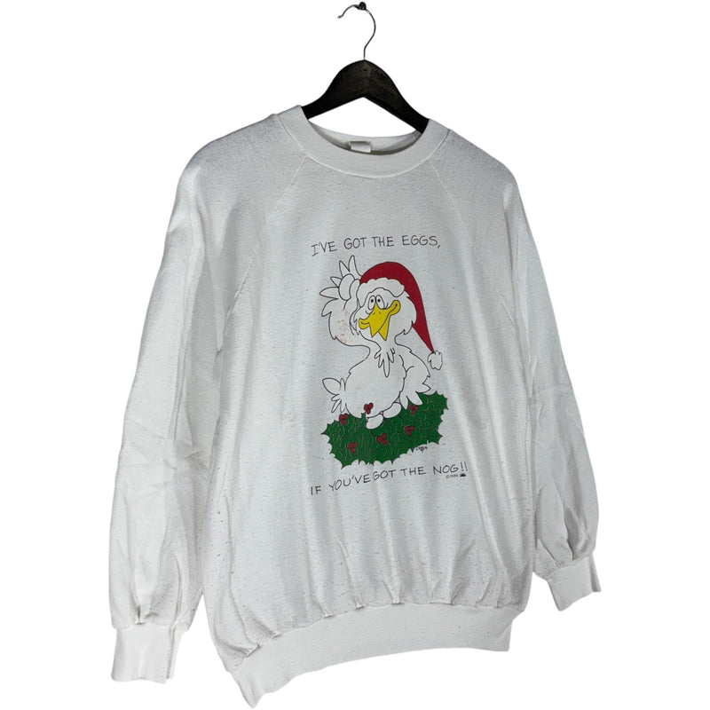 Vintage Christmas Egg Laying Goose Humor Crewneck 80s