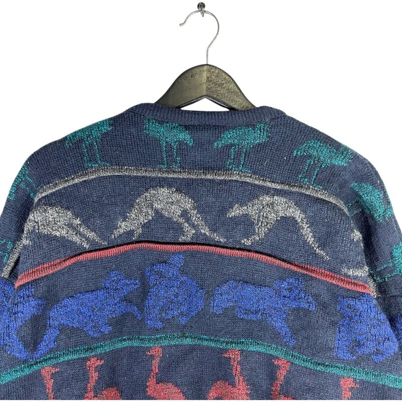 Vintage Hysport Textured Knit Animal Pattern Sweater 90s