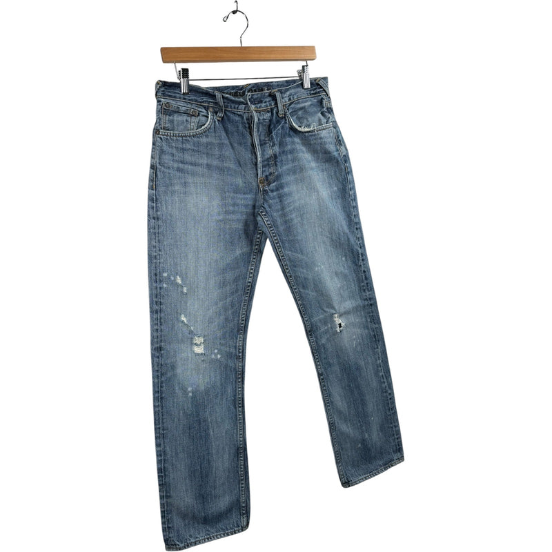 Vintage Distressed Straight Leg Denim Jeans 33