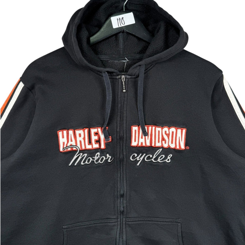 Vintage Harley Davidson Racing Stripes Zip-Up Hoodie