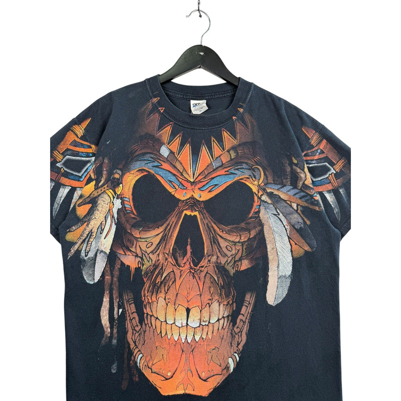 Vintage Anvil Blue Bar Skull T-Shirt