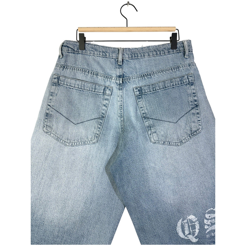 Vintage Straight Leg Printed Bermuda Denim Shorts