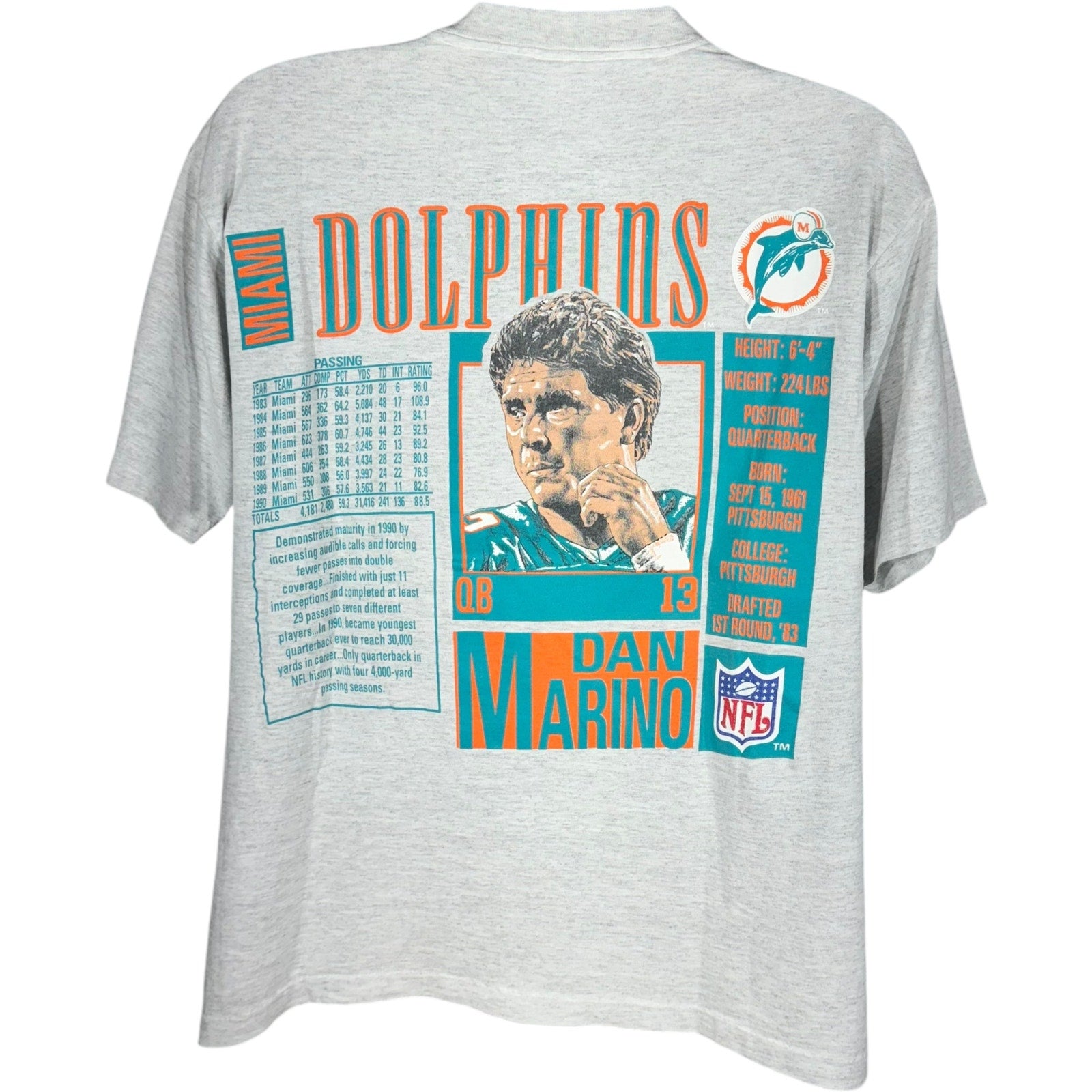 Vintage Nutmeg Miami Dolphins Dan Marino Card Tee