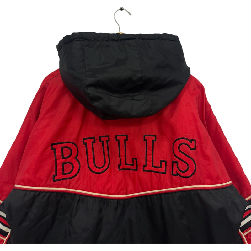 Vintage Chicago Bulls NBA Hooded Full Zip Puffer Jacket 90s Large