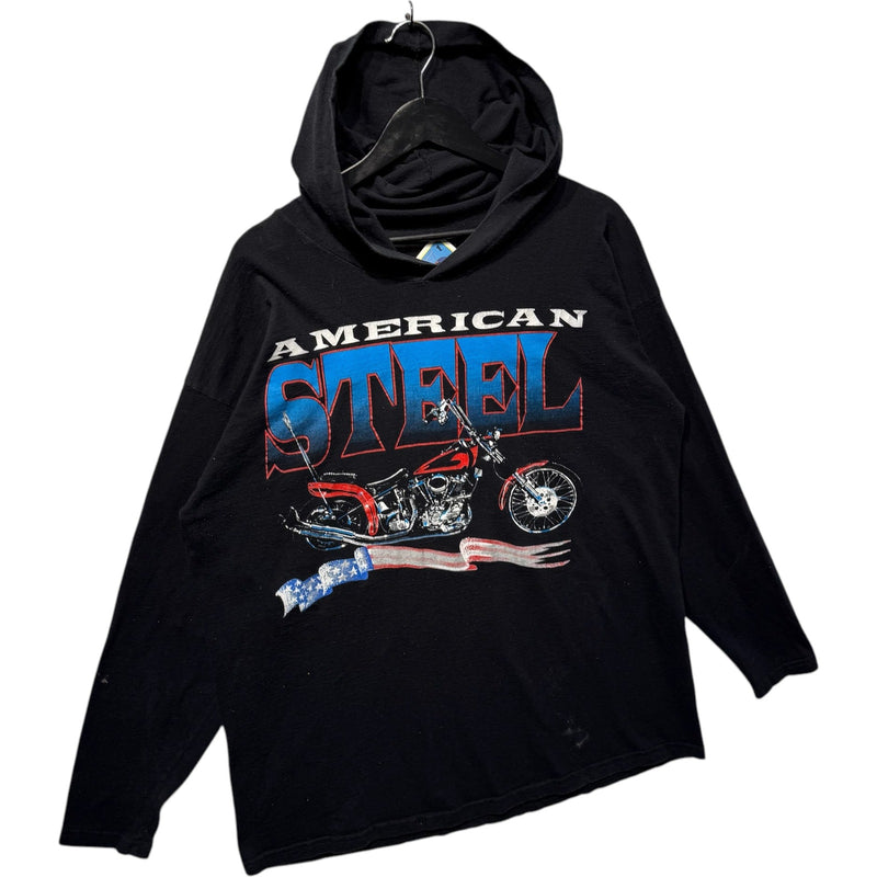 Vintage American Steel Motorcycle Biker Hoodie