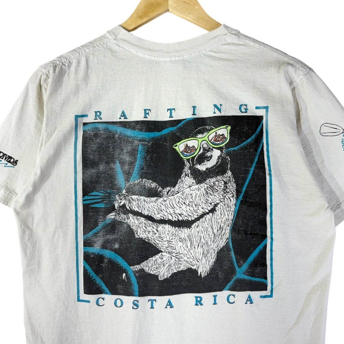 Vintage Rafting Costa Rica Sloth Graphic T-Shirt