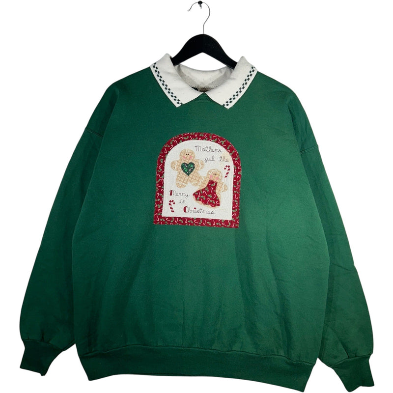 Vintage Gingerbread Cookies Christmas Collared Crewneck