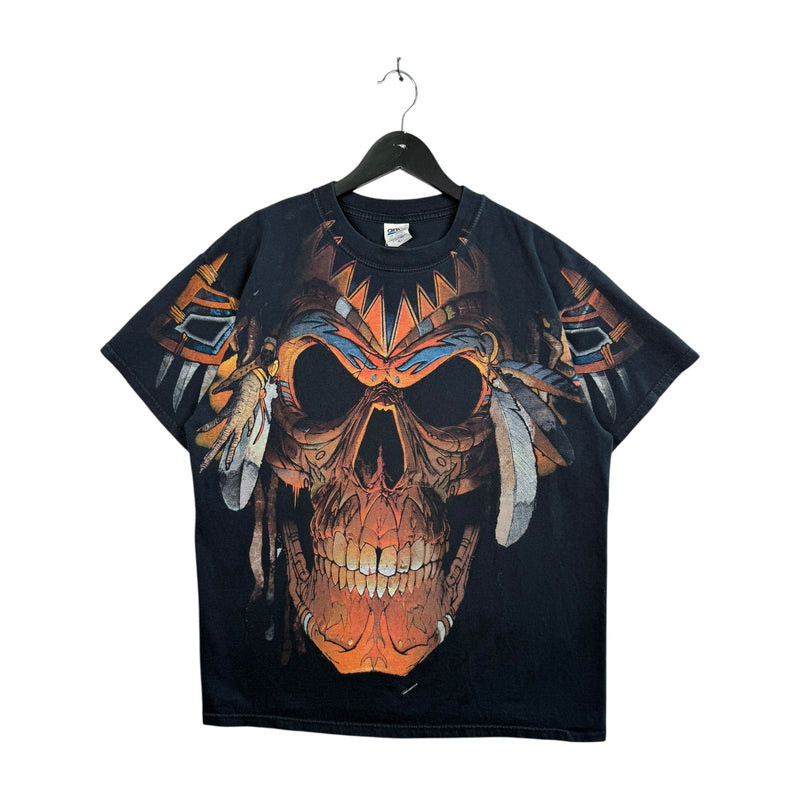 Vintage Anvil Blue Bar Skull T-Shirt