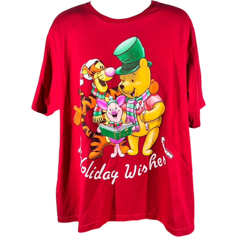 Vintage Women's Winnie The Pooh Holiday Wishes Christmas Tee