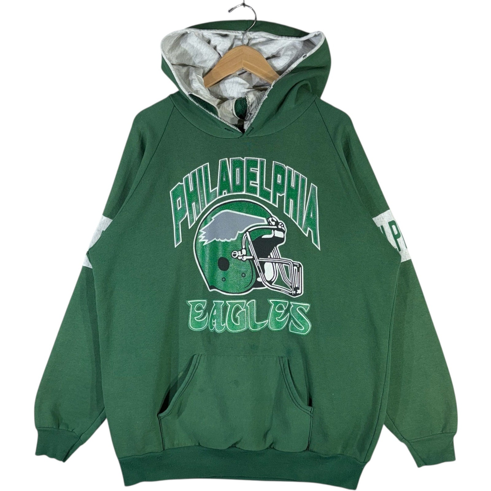 Vintage Philadelphia Eagles Helmet Spellout NFL Hoodie
