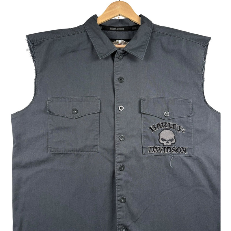 Vintage Biker Harley-Davidson Embroidered Skull Vest