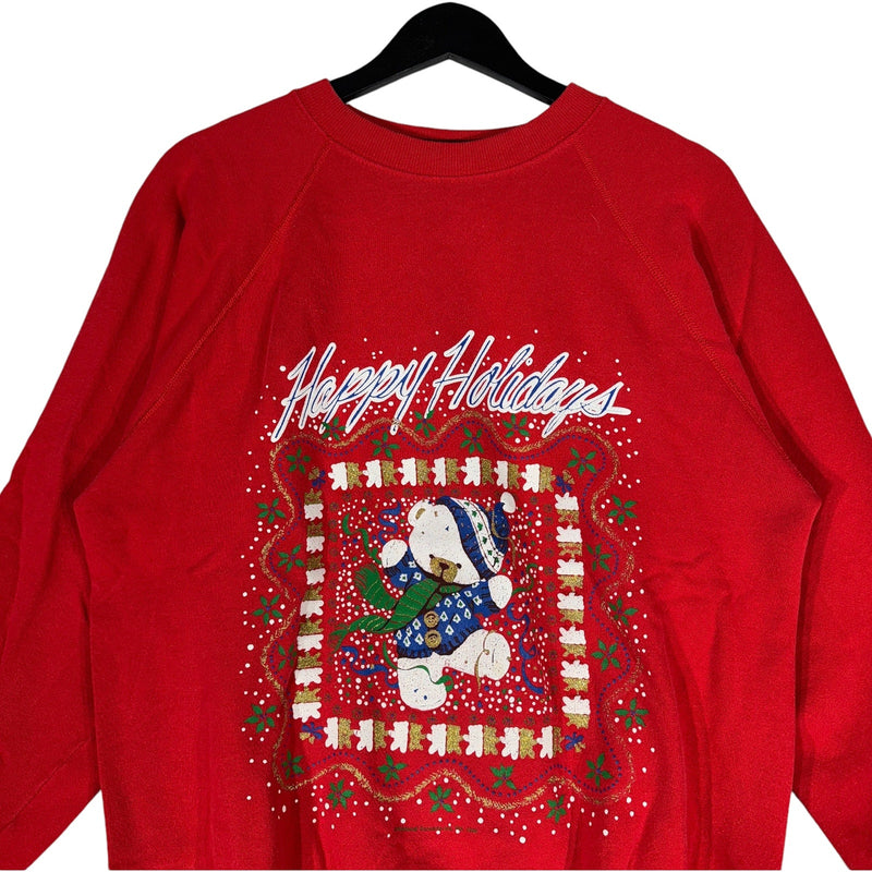 Vintage "Happy Holiday" Teddy Bear Christmas Crewneck