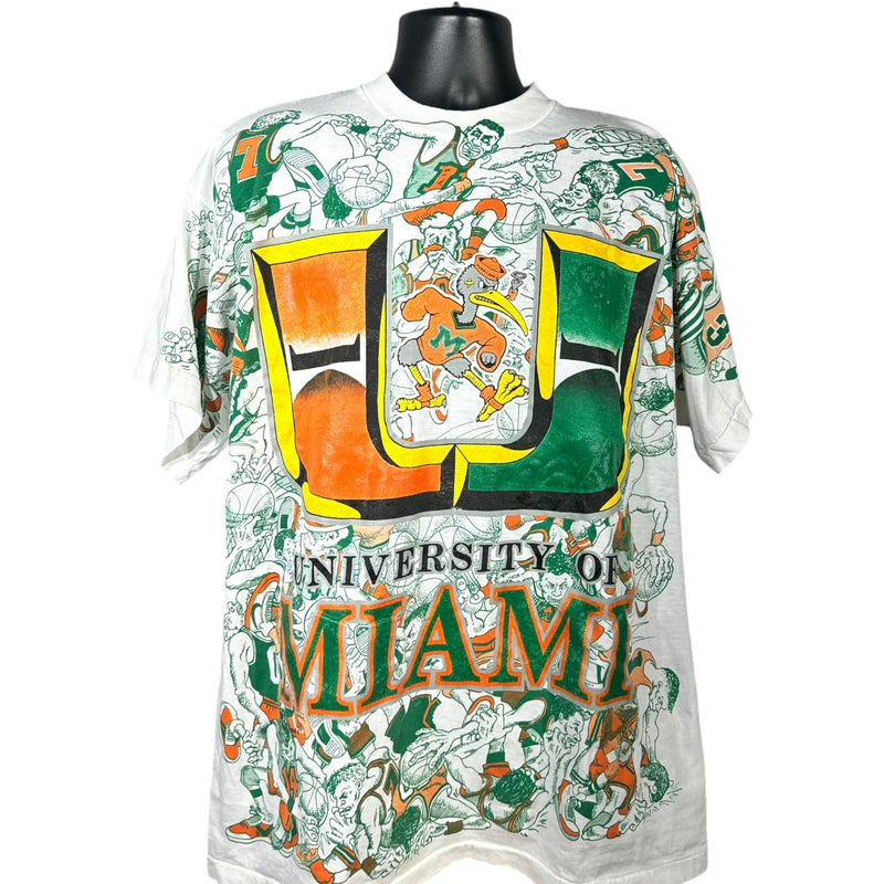 Vintage University Of Miami Hurricanes All Over Print Tee