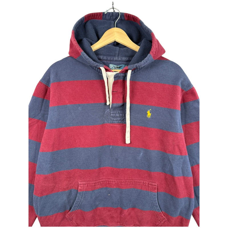 Vintage Polo Ralph Lauren Striped Pullover Hooded Sweatshirt