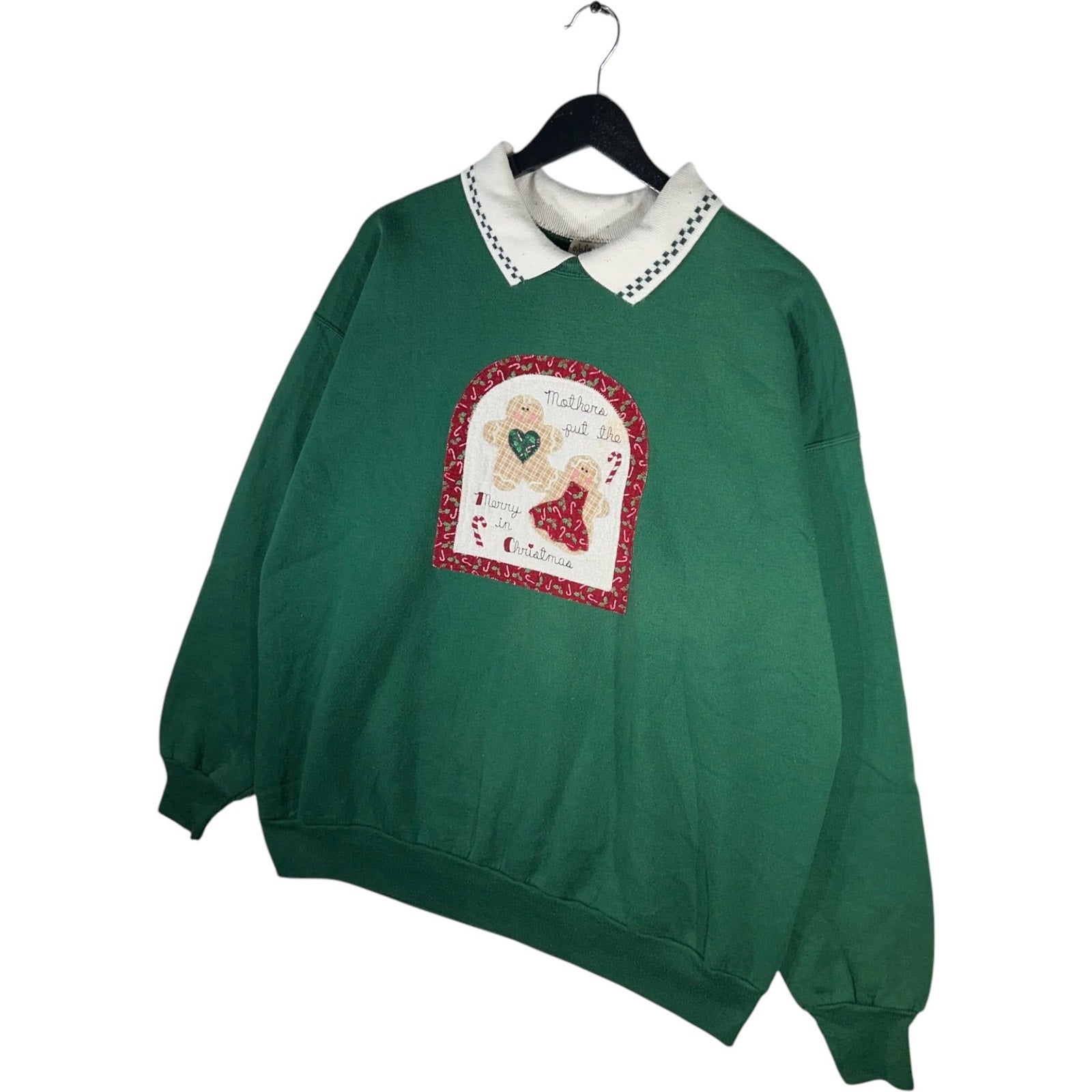 Vintage Gingerbread Cookies Christmas Collared Crewneck