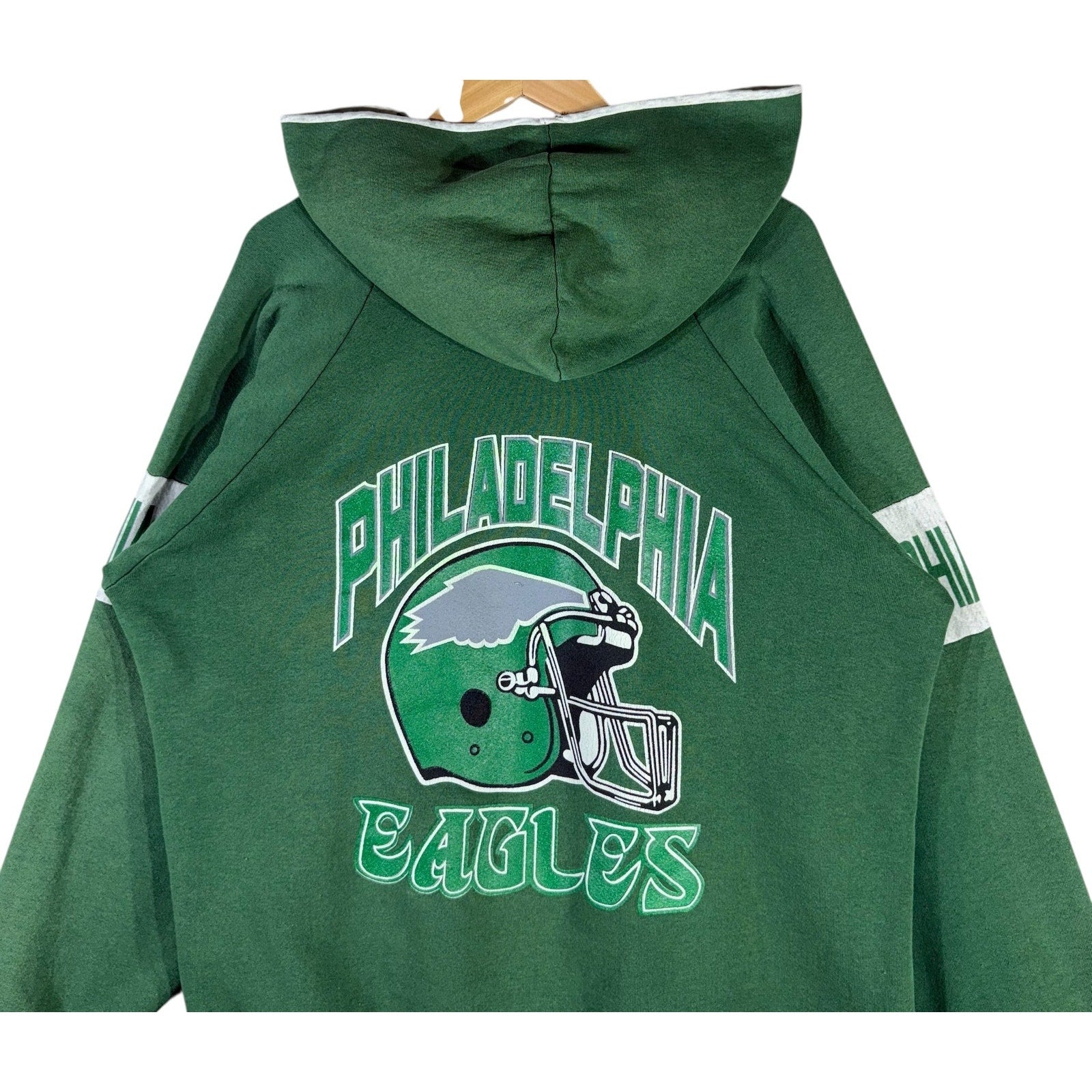 Vintage Philadelphia Eagles Helmet Spellout NFL Hoodie