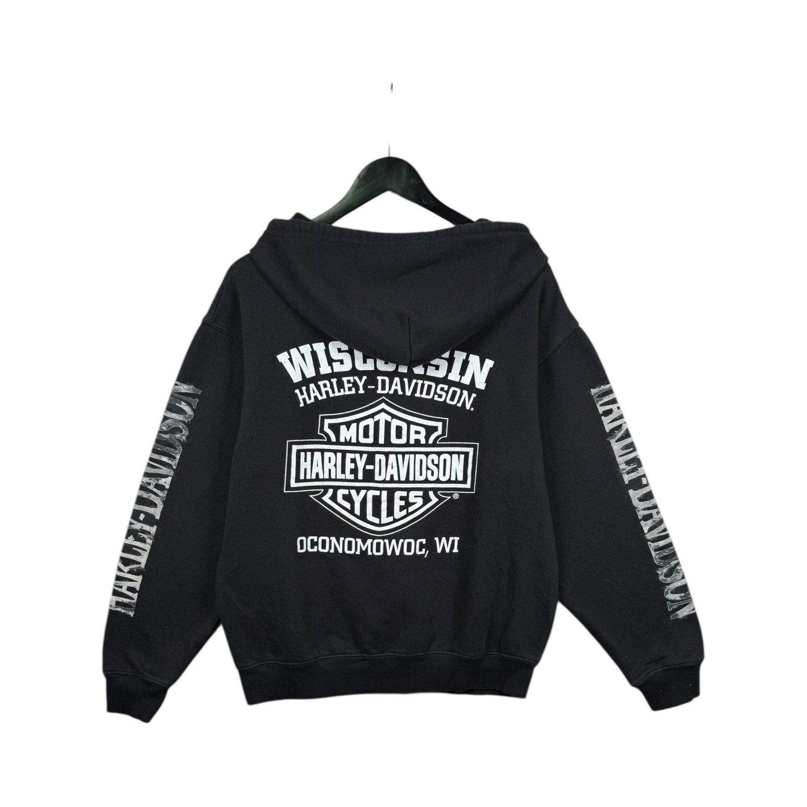 Vintage Harley Davidson Skull Graphic Zip Up Hoodie