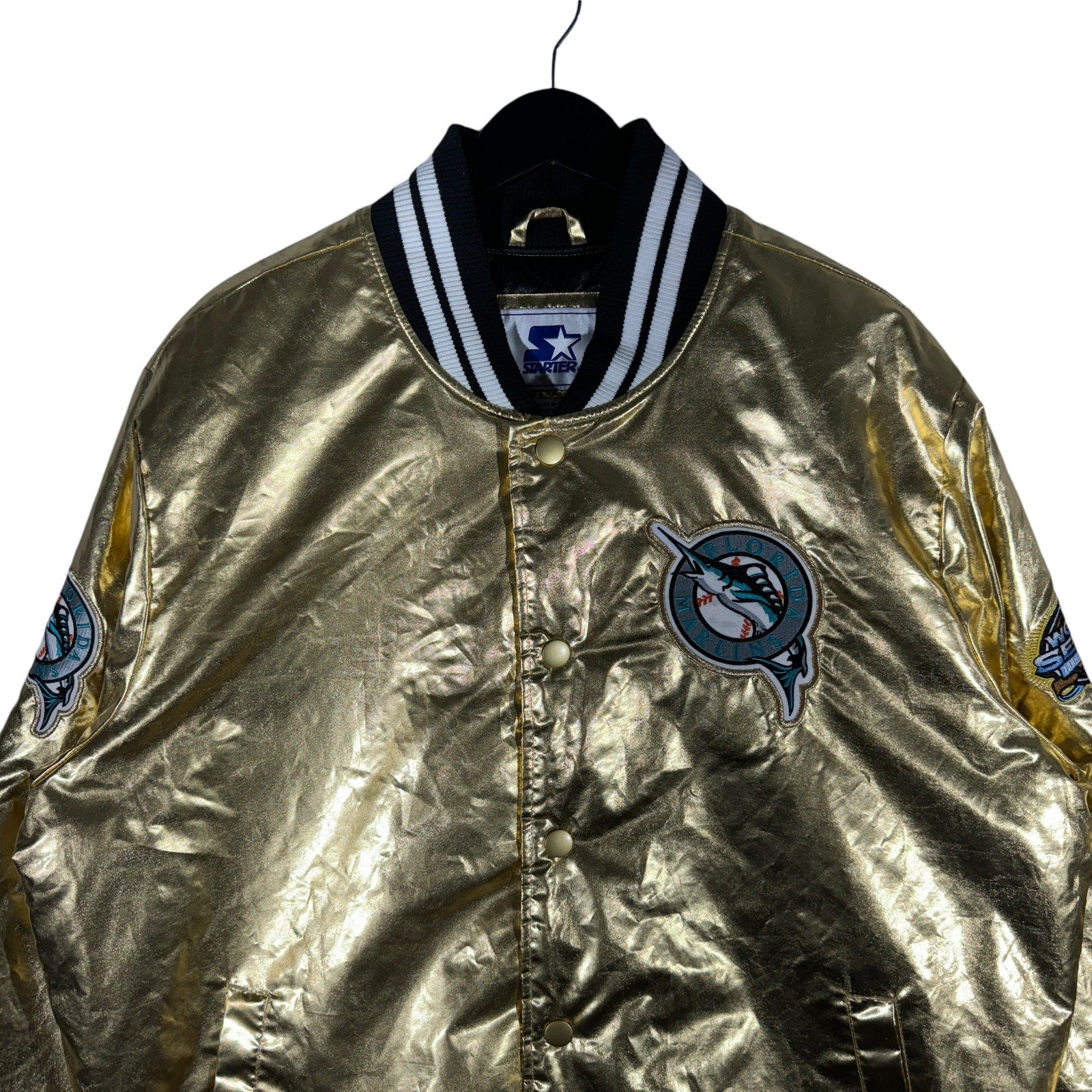 Vintage Starter Miami Marlins MLB Foil Bomber Jacket