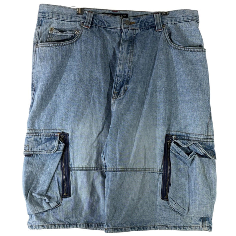 Vintage Bugle Boy Wide Leg Denim Cargo Shorts 38