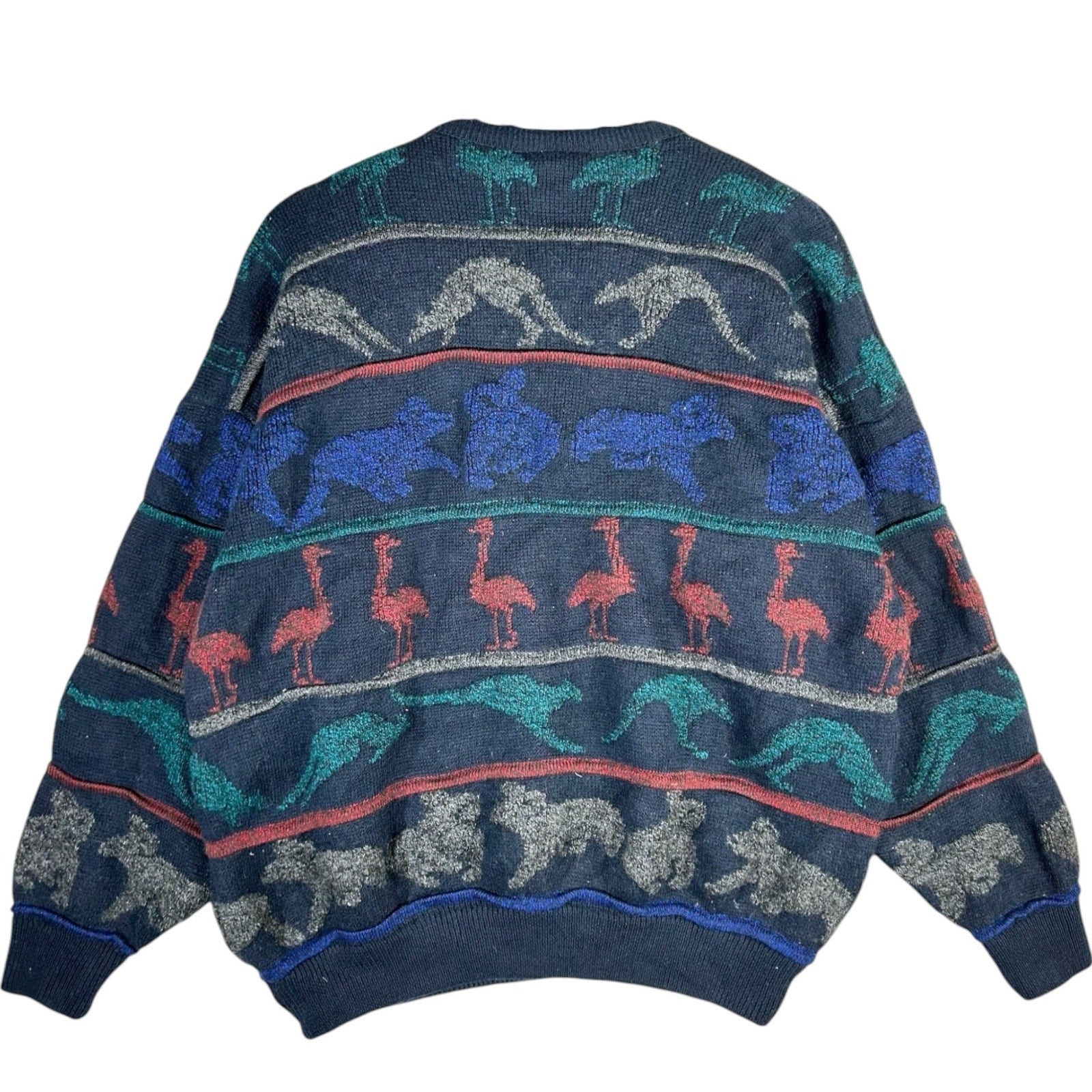 Vintage Hysport Textured Knit Animal Pattern Sweater 90s