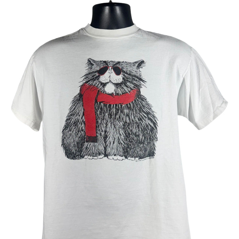 Vintage Cat In A Scarf Art Tee 80s