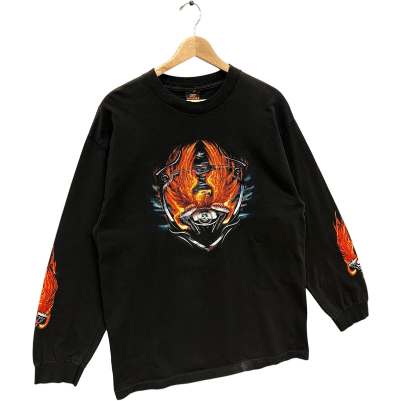 Vintage Y2K Hot Leather Long Sleeve Flame Sleeve Print Tee